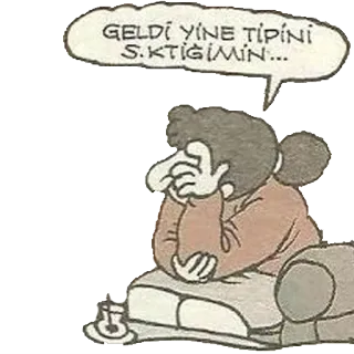 🙈 GELDI YINE TIPINI S.KTIĞIMIN... 만화, 불쾌한, 터키, 여자, 앉아있는 telegram sticker