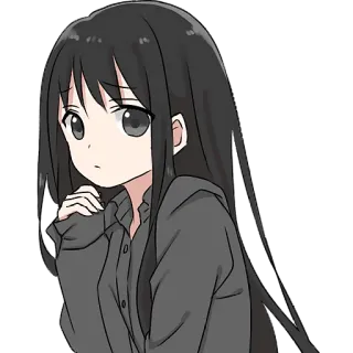 🤔 Ragazza anime, Manga, Carino, Capelli neri, Cartone animato, Adesivo telegram sticker