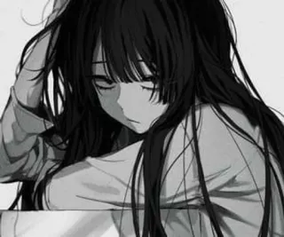 🙄 Anime, Chica, Triste, Manga, Emo, Blanco y negro telegram sticker