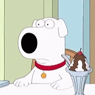 😨 Brian Griffin Family Guy cane, cartone animato, animale domestico, gelato, antropomorfo telegram sticker