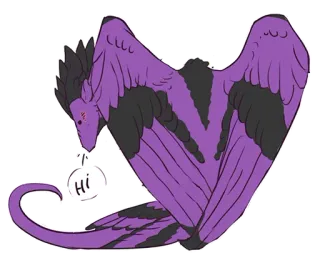 ❤ Hi violet, dragon, ailes, mignon, dessin animé, amical, animal, salutation whatsapp sticker
