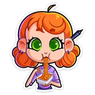 🍝 sticker, cartoon, child, food, spaghetti, noodle, cute whatsapp sticker