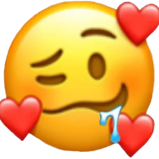 🤤 Эмодзи, Сердце, Любовь, Лицо, Выражение, Кокетливый whatsapp sticker