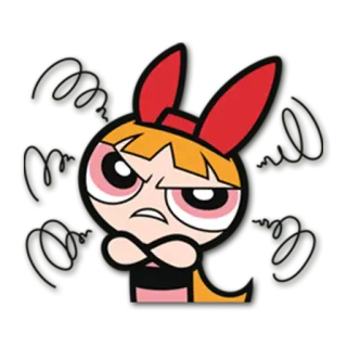 😡 Blossom Powerpuff Girls cartoon, girl, pink, cute, angry telegram sticker