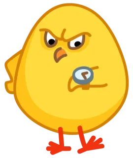 ⌚ Vogel, Küken, Zeit, Uhr, Warten, Wütend, Eile whatsapp sticker
