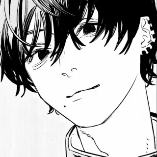 🖤 Anime, Manga, Ritratto, Ragazzo, Monocromatico, Disegno whatsapp sticker