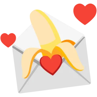 💌 กล้วย, ความรัก, หัวใจ, ไปรษณีย์, ซองจดหมาย, ผลไม้, ความรักโรแมนติก telegram sticker