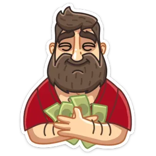 💸 dinero, avaricia, hombre, barba, dibujos animados, pegatina whatsapp sticker