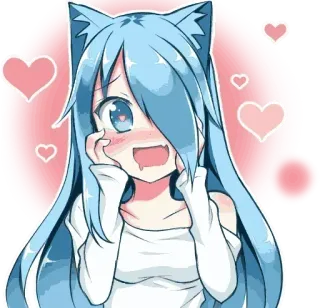 ✔ Аниме, Каваи, Мультфильм, Девушка, Милый, Манга, Синие волосы telegram sticker