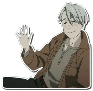 ☺️ Victor Nikiforov Yuri on Ice Anime, Personaje, Saludando, Fanart, Dibujo animado telegram sticker