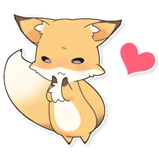 ☺️ süß, fuchs, kawaii, tier, sticker, herz whatsapp sticker