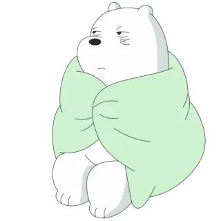 🤒 Ice Bear We Bare Bears мультфильм, медведь, белый медведь, сонный, одеяло, милый, животное telegram sticker