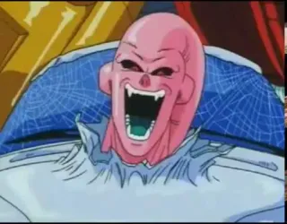 😁 Kid Buu Dragon Ball Z kid buu, dragon ball z, anime, villain, majin, pink, angry telegram sticker