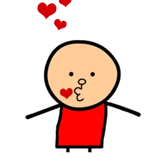 😘 漫画, 愛, ハート, キス, 棒人間 telegram sticker