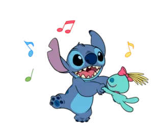 💃 Stitch Lilo & Stitch Cartone animato, Disney, Alieno, Ballando, Musica, Carino telegram sticker