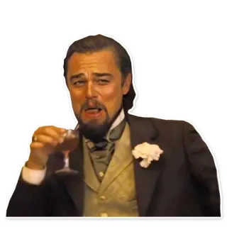 😜 Leonardo DiCaprio meme, laughing, actor, celebrity, drinking telegram sticker