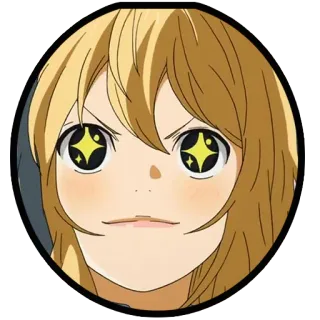 😵 Kaori Miyazono Your Lie in April anime, ragazza, carina, occhi scintillanti, capelli gialli, ritratto telegram sticker