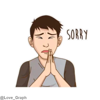 😇 SORRY apology, pleading, sad, cartoon, sorry telegram sticker