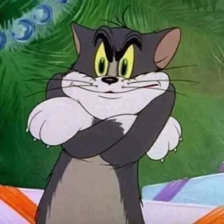 ☹️ Tom Cat Tom and Jerry кот, мультфильм, злой, скрещенные руки, настроение, Том и Джерри whatsapp sticker