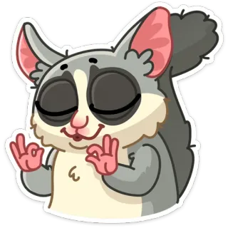 👌 gambá-de-açúcar, animal, fofo, meditação, zen telegram sticker