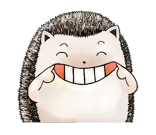 😁 hérisson, animal, mignon, dessin animé, souriant, joyeux telegram sticker
