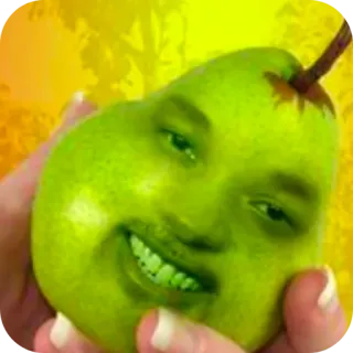 👍 poire, fruit, drôle, visage, nourriture telegram sticker
