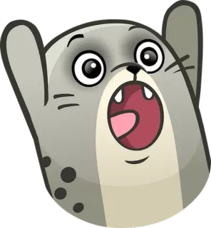 😮 foca, lindo, animal, dibujo animado, meme telegram sticker