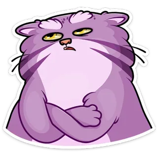 😑 gato, bravo, roxo, ilustração, desenho animado telegram sticker