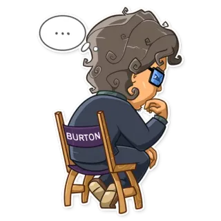🤔 Tim Burton ... director, film, burton, movie, cartoon, chair telegram sticker