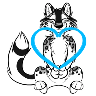 💙 Furry, Animal, Coração, Desenho animado, Fofo, Ilustração telegram sticker