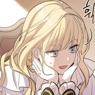😞 흱 アニメ, マンガ, 金髪, 女の子, キャラクター telegram sticker