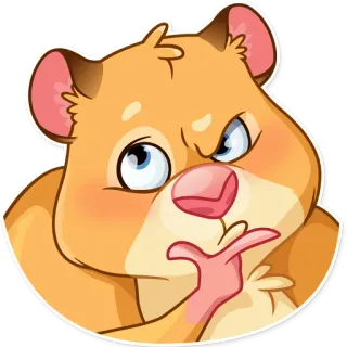 🤔 햄스터, 동물, 만화, 귀여운, 생각, 의심, 표정 telegram sticker