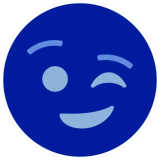😉 emoji, piscadela, azul, rosto telegram sticker