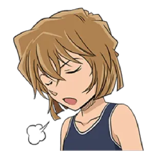 😶 Ai Haibara Detective Conan anime, exhausted, sleepy, detective, conan whatsapp sticker