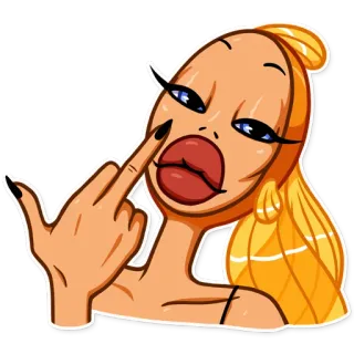 🖕 женщина, средний палец, мультфильм, оскорбительный, жест telegram sticker