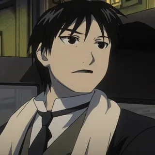 💙 Roy Mustang Fullmetal Alchemist Roy Mustang, Fullmetal Alchemist, anime, smiling, reaction telegram sticker