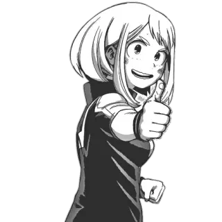 👍 Ochaco Uraraka My Hero Academia Anime, Manga, My Hero Academia, Ochaco Uraraka, Uravity, Pollice in su, Eroe whatsapp sticker