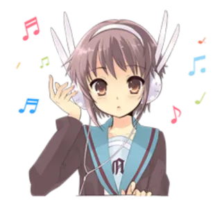 🎧 アニメ, ヘッドホン, 音楽, 可愛い, 女の子, 漫画 telegram sticker