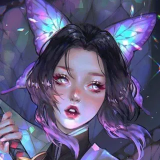 🖤 Shinobu Kocho Demon Slayer Аниме, Клинок, рассекающий демонов, Шинобу Кочо, Бабочка, Манга, Персонаж, Искусство whatsapp sticker