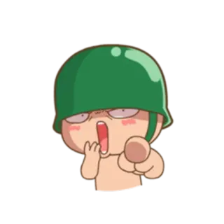 😵 cartoon, military, soldier, helmet, angry, pointing whatsapp sticker