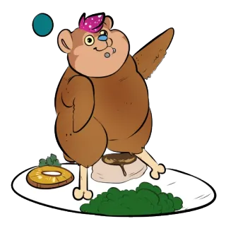 🐔 desenho animado, peru, comida, ação de graças, humor, prato, engraçado telegram sticker