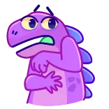 😳 恐竜, マンガ, モンスター, 紫, かわいい, 怖い, 不安 telegram sticker