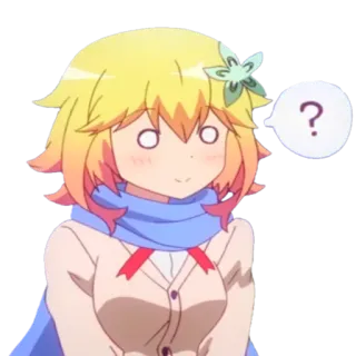 ❓ ? Anime, Ponto de interrogação, Confuso(a), Desenho animado, Personagem, Menina, Cabelo amarelo telegram sticker