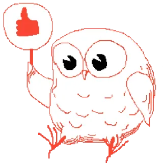 👍 burung hantu, burung, kartun, jempol ke atas, lucu, binatang, stiker telegram sticker