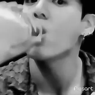 😐 Picsart person, black and white, eating telegram sticker
