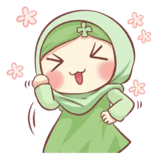 ✊ Hidżab, Muzułmanin, Islam, Słodkie, Dziewczyna, Kreskówka telegram sticker