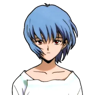 😐 Rei Ayanami Neon Genesis Evangelion Anime, Rei Ayanami, Evangelion, Cheveux bleus, Personnage, Manga telegram sticker