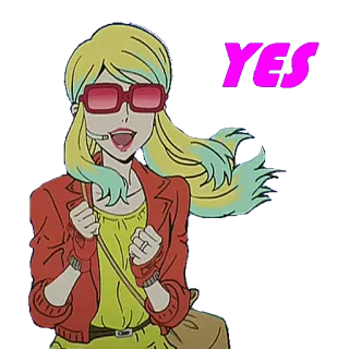 😃 YES Frau, Cartoon, Ja, Aufgeregt telegram sticker