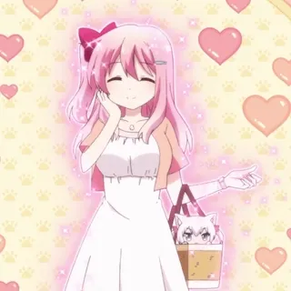 🥰 anime, słodkie, serca, dziewczyna, kot, kawaii telegram sticker