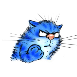 😤 gatto, arrabbiato, pugno, blu, cartone animato telegram sticker
